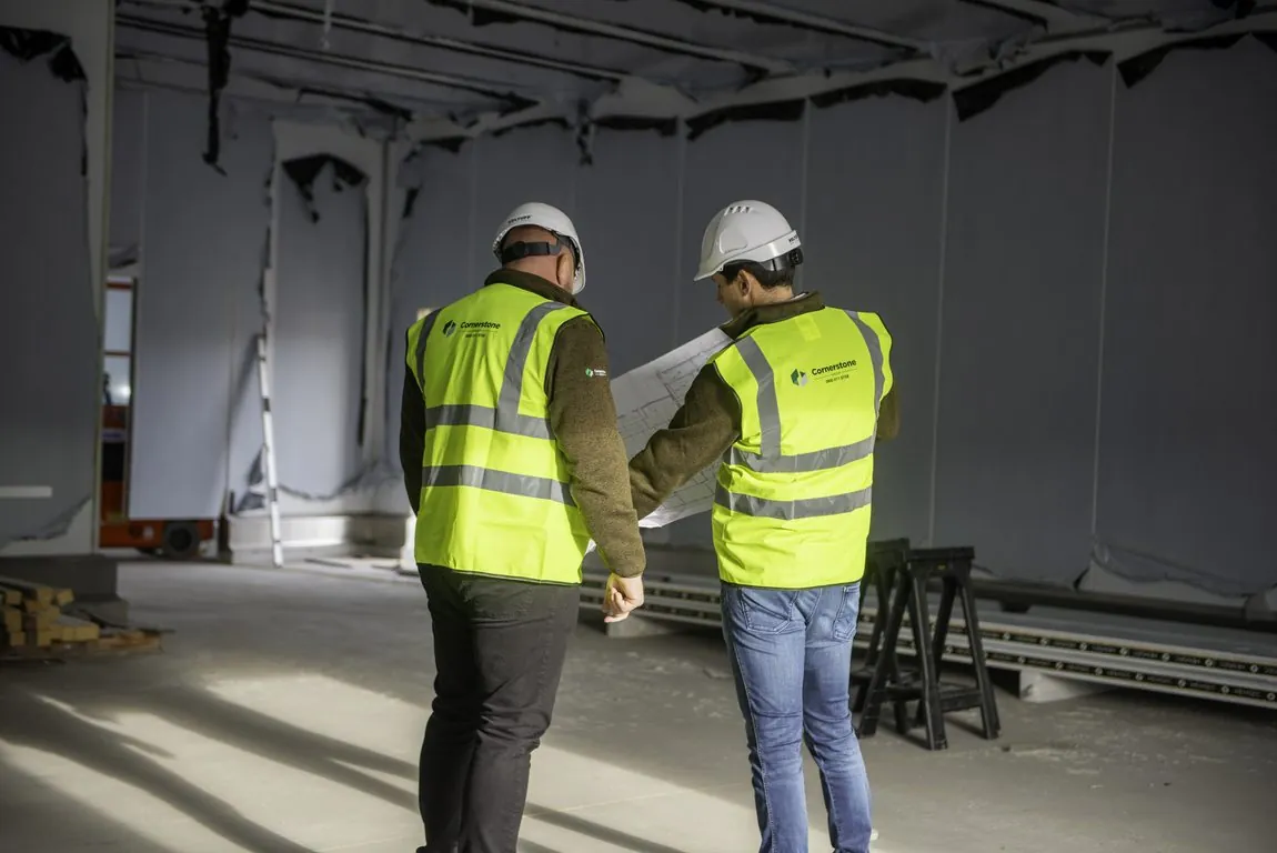 Reviewing structural drawings on site