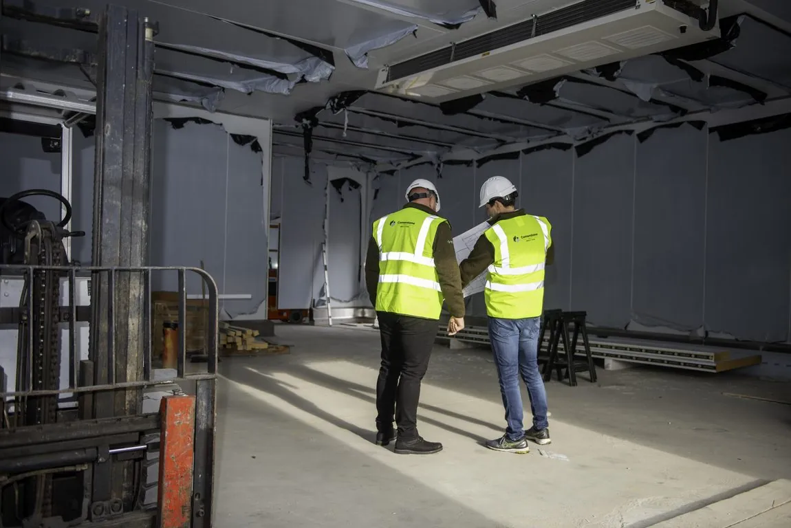 Structural works in a stripped interior