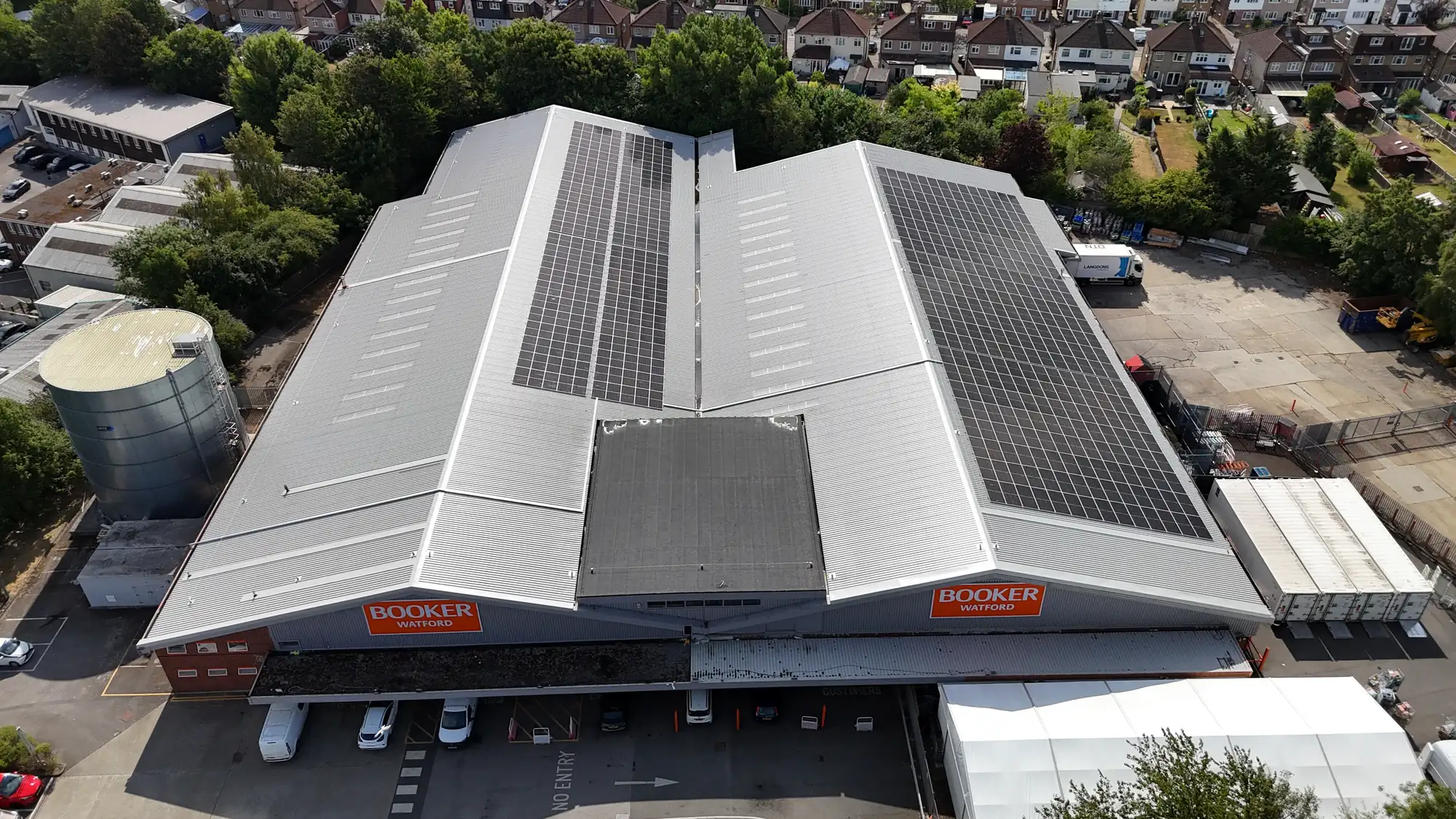 New roof and solar on the Booker Watford warehouse