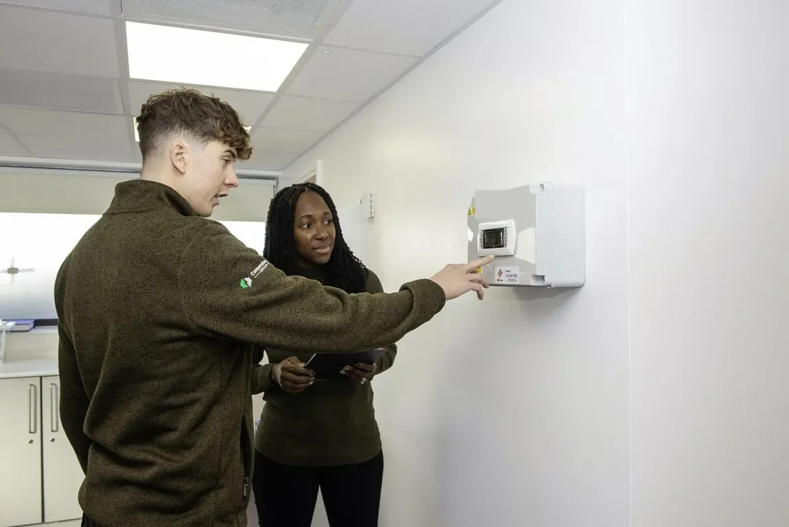 Cornerstone engineers checking a newly installed utility meter